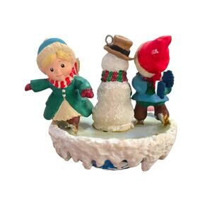 Vintage Enchanted Workshop ornaments in motion Snowman Skaters 95 Holiday Decor